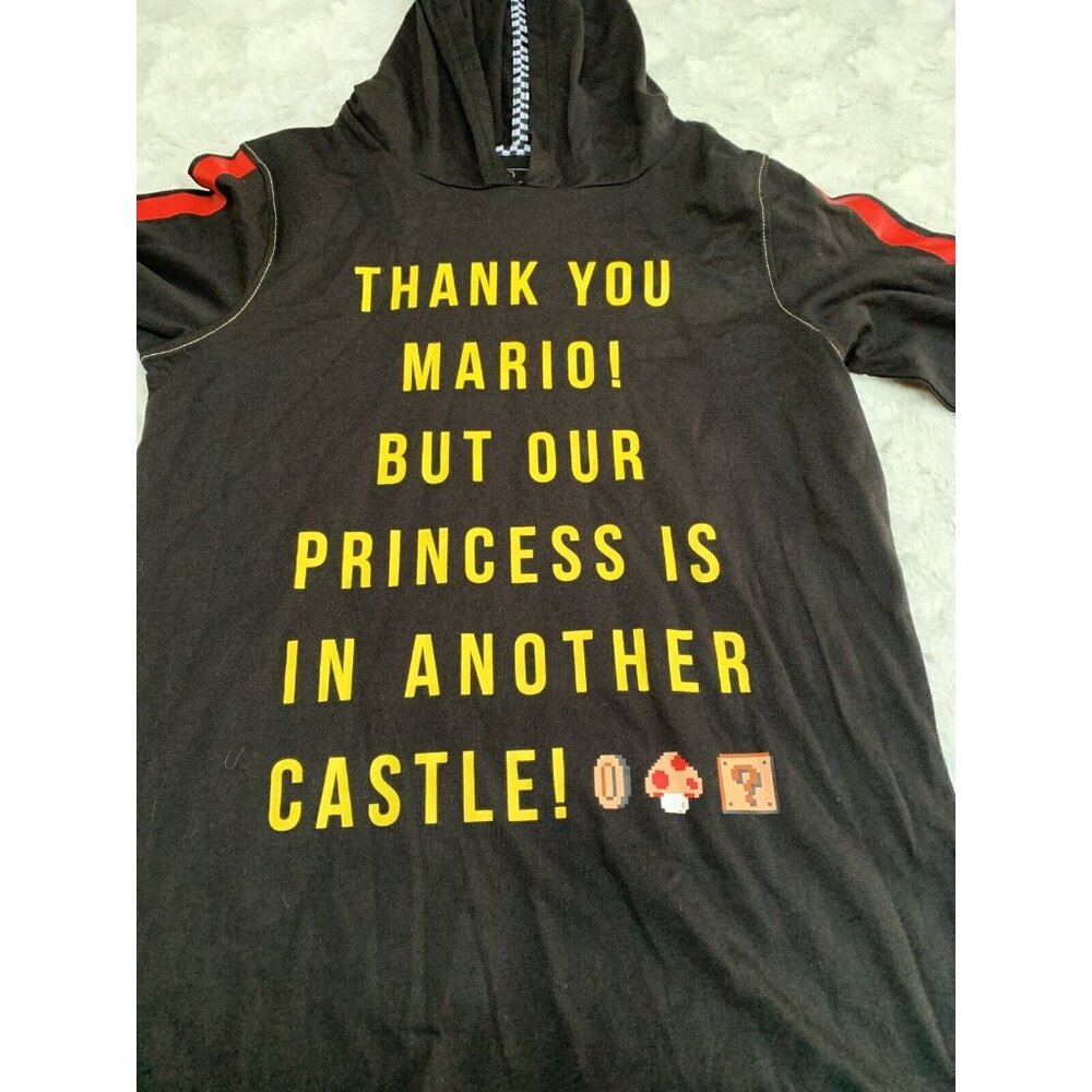 VTG Super Mario Bros Juniors Girls Hoodie Graphic Shirt Large Black Lightweight
